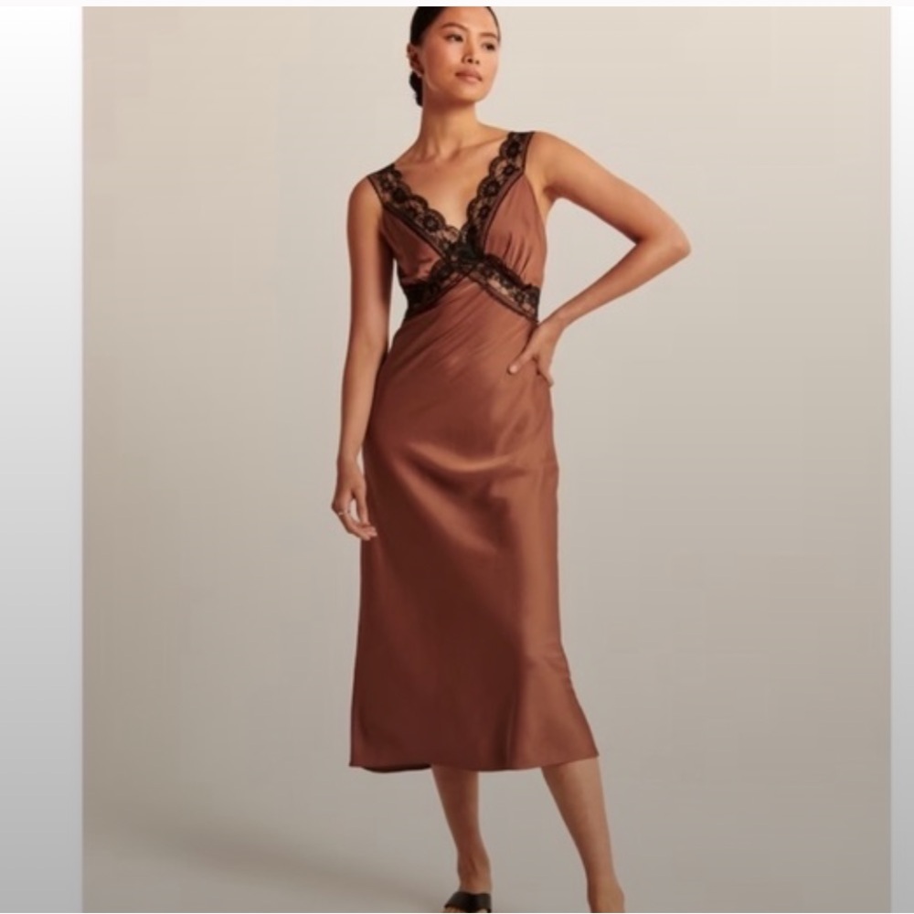 Abercrombie & Fitch satin slip midi dress